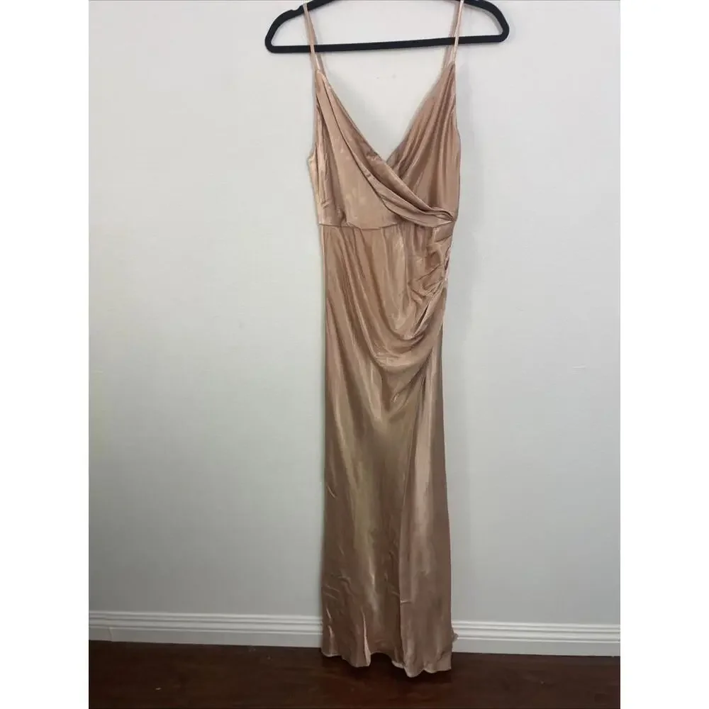 Shona Joy La Lune Cross Draped Maxi satin Dress desert rose SZ 4 NWT $360 msrp - Picture 7 of 8